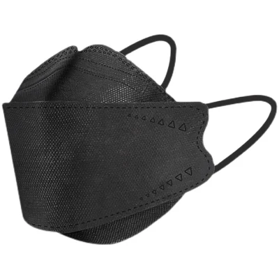 Masques jetables noirs de marque Nuokang Kf94, masque Kf94 emballé individuellement, masque de protection à quatre couches de sécurité pour adultes en forme de poisson, adapté à tous les adultes